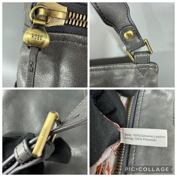 Hobo Angler Gray Leather Crossbody Bag - Picture 9 of 15